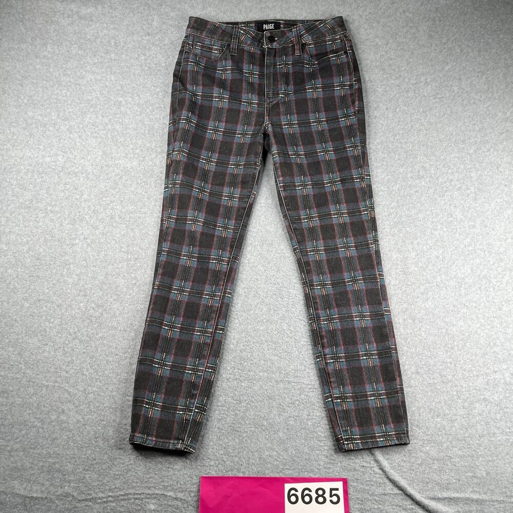 Paige Hoxton Ankle Plaid Print Jeans Womens Size 28 Casual